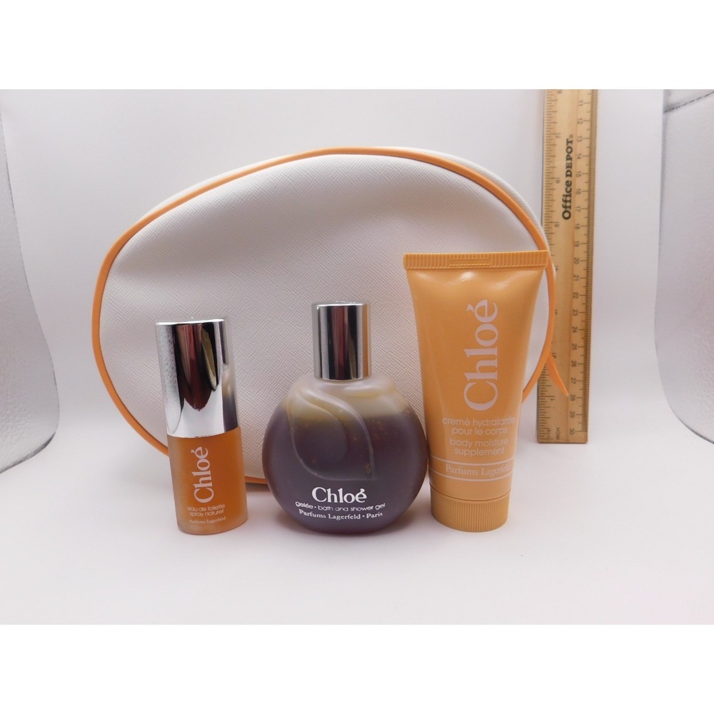 Chloe Gift Set Spray Perfume-Bath Shower Gel-Body Moisturizer with Bag